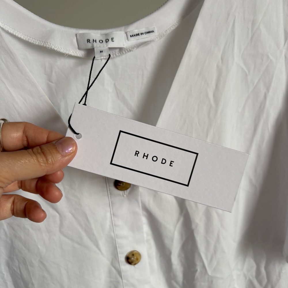 $475 NWT White Rhode Cotton “Nisha” Midi Dress Sz Medium - Picture 10 of 15